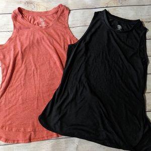 Athletic Works Women's Activewear Tanks Top, Black & Coral, Medium